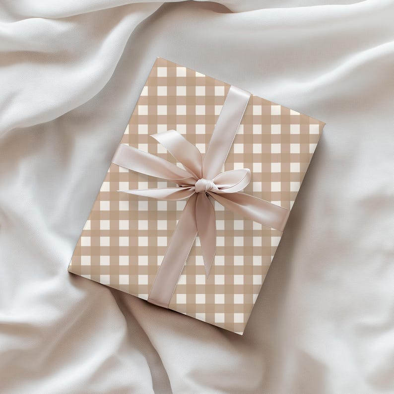 Natural Gingham Wrapping Paper: Rustic Chic Gift Wrap image 9