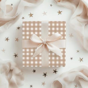 Natural Gingham Wrapping Paper: Rustic Chic Gift Wrap image 8
