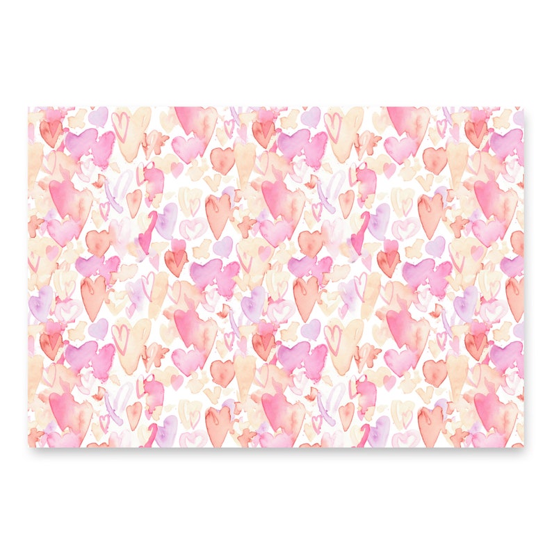 Romantic Watercolor Hearts Wrapping Paper Sheets for Festive Occasions | Gift Wrap for Birthdays, Anniversaries, and More!