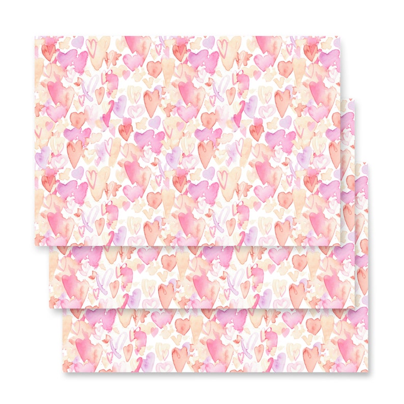 Romantic Watercolor Hearts Wrapping Paper Sheets for Festive Occasions | Gift Wrap for Birthdays, Anniversaries, and More!