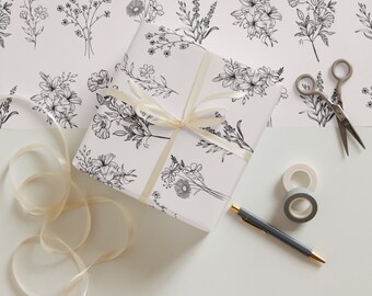 Wrapping Paper: Vintage Floral Bouquet Print | Gift Wrap | Birthday | Christmas | Anniversary