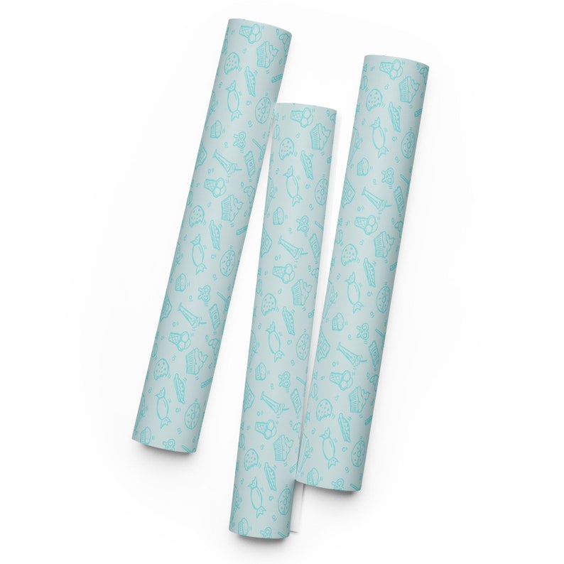 Delightful Blue Wrapping Paper with Sweet Treats - Perfect for Birthdays & Celebrations!