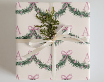 Wrapping Paper: Personalized Christmas Garland with Bows | Gift Wrap | Christmas | Holiday | Festive