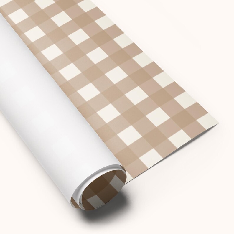 Natural Gingham Wrapping Paper: Rustic Chic Gift Wrap image 4