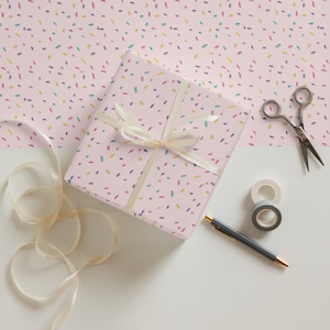Premium Pink Sprinkle Birthday Party Wrapping Paper Sheets | Festive Celebration Gift Wrap for Birthdays | Vibrant & Fun Design