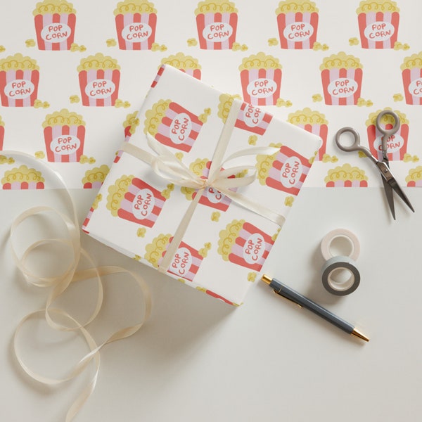 Wrapping Paper: Move Night with Butter Popcorn Design | Gift Wrap | Birthday | Christmas | Family Night