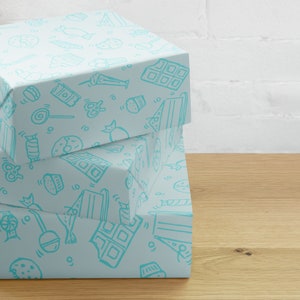 Delightful Blue Wrapping Paper with Sweet Treats - Perfect for Birthdays & Celebrations!