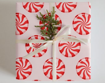 Wrapping Paper: Christmas with Peppermint Patterns | Gift Wrap | Holiday Wrapping | Pattern Wrapping
