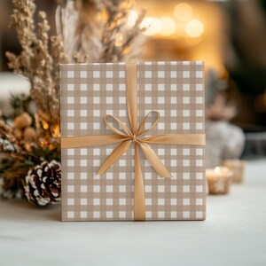 Natural Gingham Wrapping Paper: Rustic Chic Gift Wrap image 18