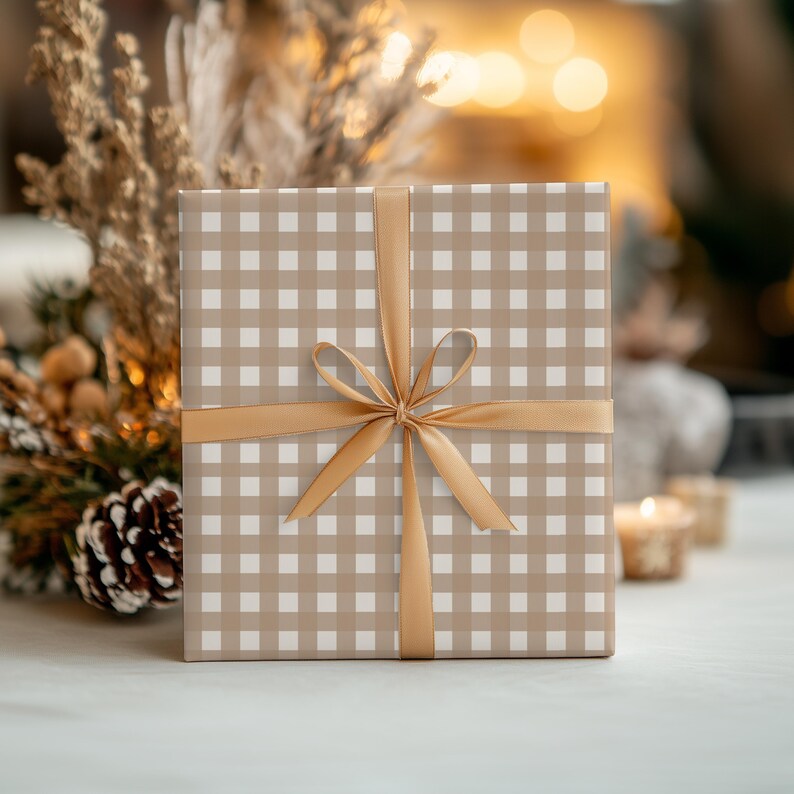 Natural Gingham Wrapping Paper: Rustic Chic Gift Wrap image 18