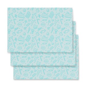 Delightful Blue Wrapping Paper with Sweet Treats - Perfect for Birthdays & Celebrations!