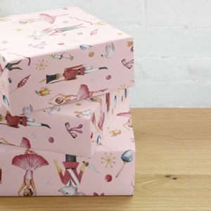 Wrapping Paper: Pink Nutcracker Design with Mice Kings, Ballerinas, Swans, and Nutcrackers | Gift Wrap | Christmas | Ballet Recitals