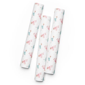 Sparkling Ballet Bliss: Blue and Pink Ballerinas Dance Across Wrapping Paper Sheets