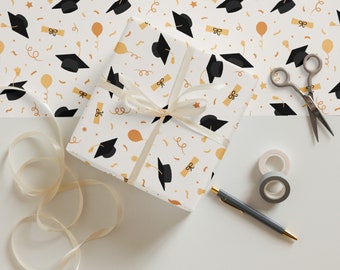 Wrapping Paper: Graduation with Diplomas and Caps | College | High School | Middle School | Kindergarten