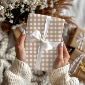 Natural Gingham Wrapping Paper: Rustic Chic Gift Wrap image 13