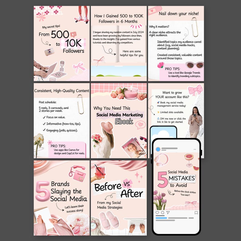 320 Faceless Viral Instagram Carousel Templates | Aesthetic Canva ...