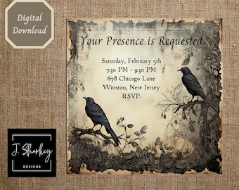 Gothic Raven Party Invite