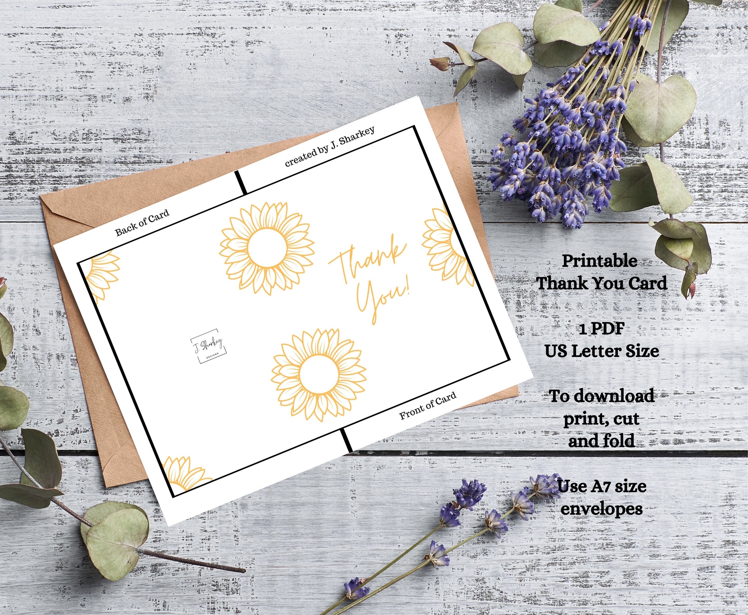 Thank You Card Instant Download Printable - Etsy