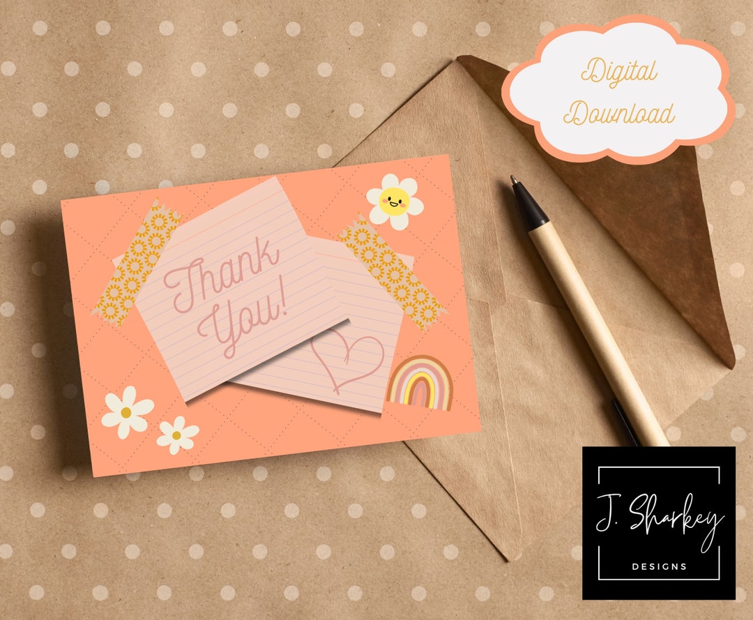 Thank You Card Printable Instant Download - Etsy