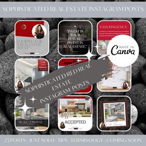 Sophisticated Red Real Estate Post for instagram | luxury posts | real estate | real estate templates | professional | easy luxury template