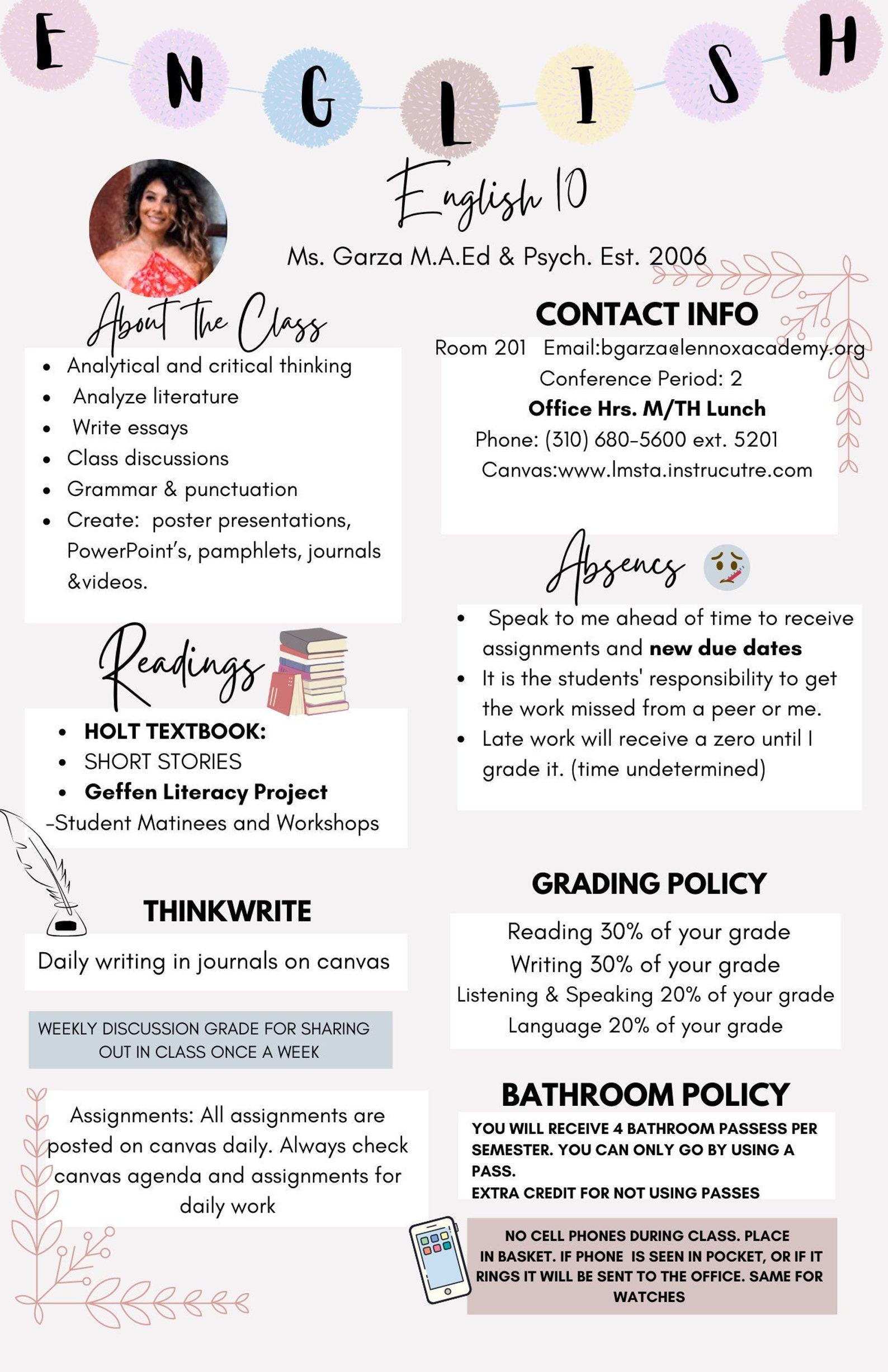 Fun Middle and Highschool Syllabus | English Template | Fun Teacher ...
