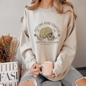 Skeleton Bookish Sweatshirt For Book Lover, Skull Reading Vibe Sweater, Just One More Chapter Crewneck, Comfortable Cozy Shirt For Mom Gift