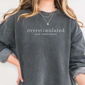 Overstimulated Comfort Color Sweatshirt for Mom, Cowboy Frog Unhinged Sweater, Funny Mental Health Crewneck, Weirdcore Gen Z Anxiety Sweater