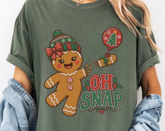 Oh Snap Gingerbread Shirt, Vintage Christmas Cookie Comfort color Tee, Funny Holiday Crewneck