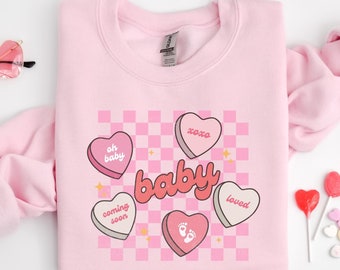 Valentines Day Sweatshirt Pregnancy Announcement Gift, Valentines Day Baby Reveal Sweater, Pregnant Maternity Announcement Crewneck For Mom