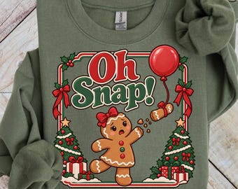 Oh Snap Gingerbread Sweatshirt, Vintage Christmas Cookie Sweater, Funny Holiday Crewneck