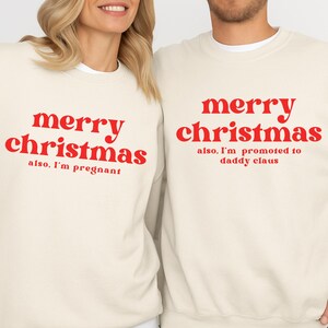 Christmas Pregnancy Sweatshirt, Christmas Couples Sweater, Pregnancy Reveal Sweater, Matching Pregnancy Announcement, Pregnant Holiday