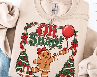 Oh Snap Gingerbread Sweatshirt, Vintage Christmas Cookie Sweater, Funny Holiday Crewneck