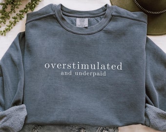 Overstimulated Comfort Color Sweatshirt for Mom, Cowboy Frog Unhinged Sweater, Funny Mental Health Crewneck, Weirdcore Gen Z Anxiety Sweater