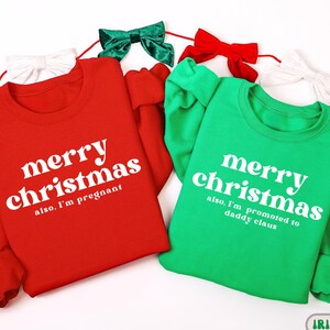 Christmas Pregnancy Sweatshirt, Christmas Couples Sweater, Pregnancy Reveal Sweater, Matching Pregnancy Announcement, Pregnant Holiday