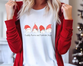 Cat Lover Christmas Shirt, Xmas Meowy TShirt, Winter Holiday Kitten Crewneck, Cute Cat Mom Sweatshirt, Cat Vibes Sweater, Cozy Seasonal Tee