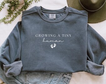 Pregnancy Announcement Comfort Color Sweatshirt, Funny Baby Announcement Sweatshirt, Maternity Sweater Pregnant Mom To Be Baby Reveal Top CC