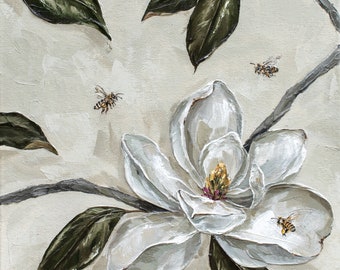 Magnolia Art Print: Louisiana State Flower, Southern Home Decor