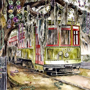 Mardi Gras Art | Mardi Gras Painting | Louisiana Art | New Orleans Art | St. Charles Street | NOLA Art | Home Decor | Mardi Gras | Streetcar