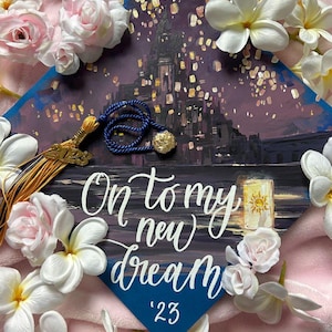 CUSTOM Disney Inspired Graduation Cap Topper — Painted Grad Cap Topper | Graduated Happily Ever After Topper | Castle Cap Topper | Rapunzel