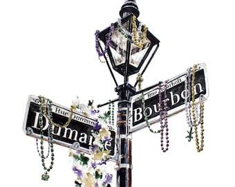 Impresión artística de Mardi Gras: Cuentas de Bourbon Street, Nueva Orleans
