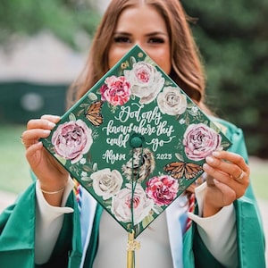 CUSTOM God Bible Verse Graduation Cap Topper — Painted Grad Cap | Christian Cap | Religious Cap Topper | Bible Quotes For I Know the Plans