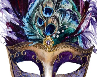 Impresión artística de máscara de Mardi Gras: decoración de mascaradas, arte para el hogar en Nueva Orleans