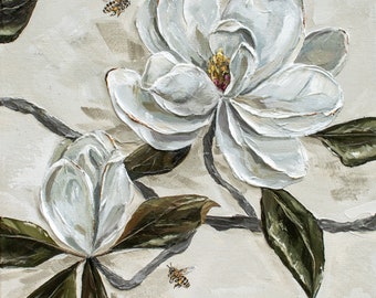 Magnolia Art Print: Louisiana State Flower, Southern Home Decor