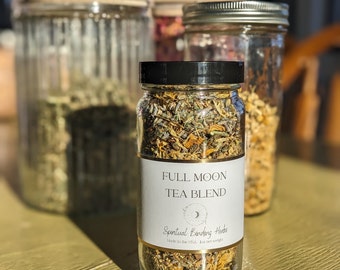 Full moon tea, lunar elixir tea, herbal tea for the full moon, loose leaf tea, lunar cycle tea, relaxing tea blend, tea for anxiety relief