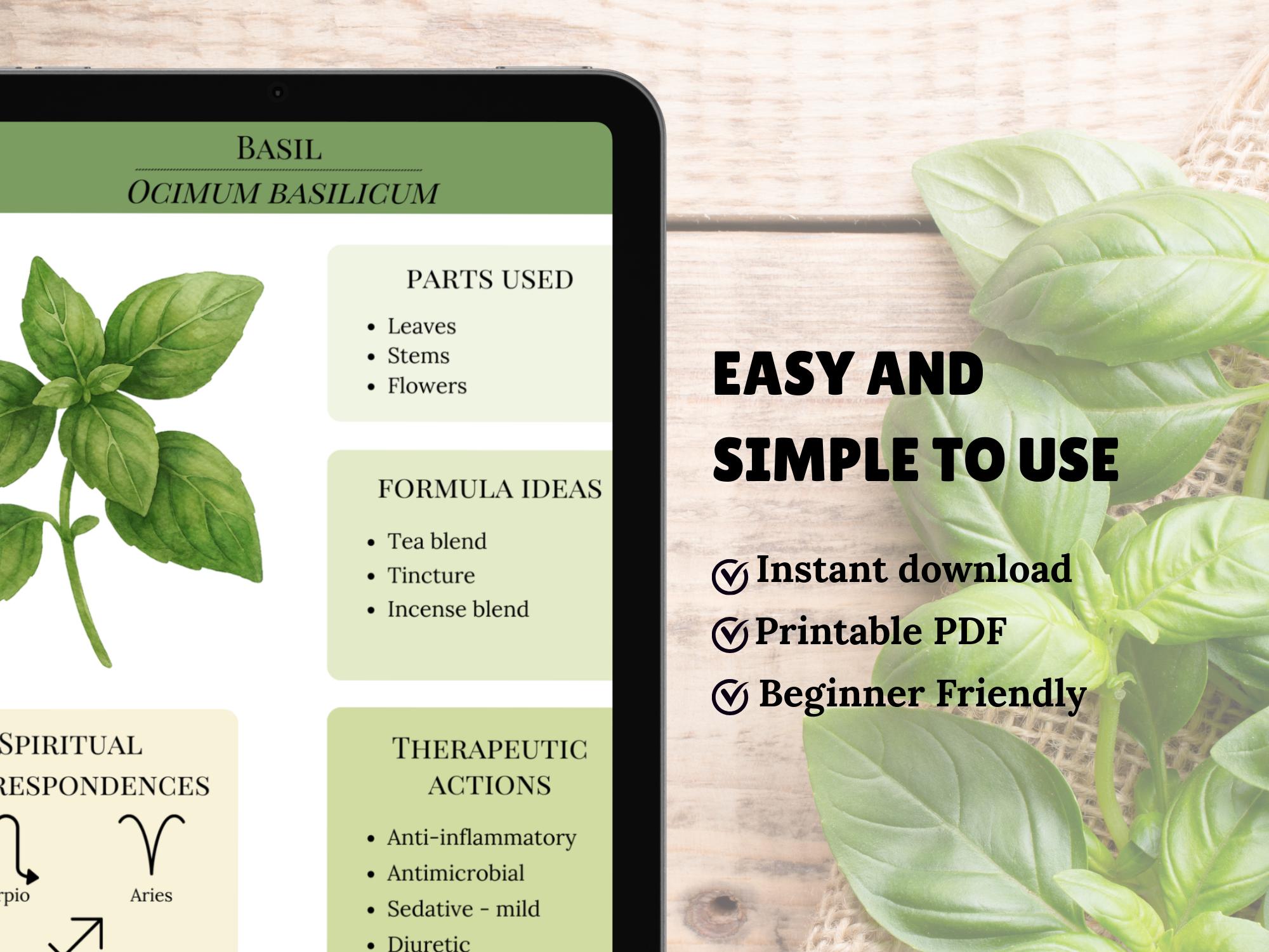 Basil Herbal Handbook Printable PDF Herbs Medicinal Energetic Magical ...
