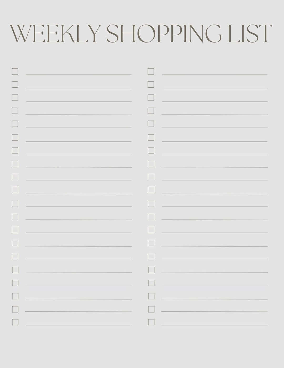 Weekly Shopping List Printable - Etsy