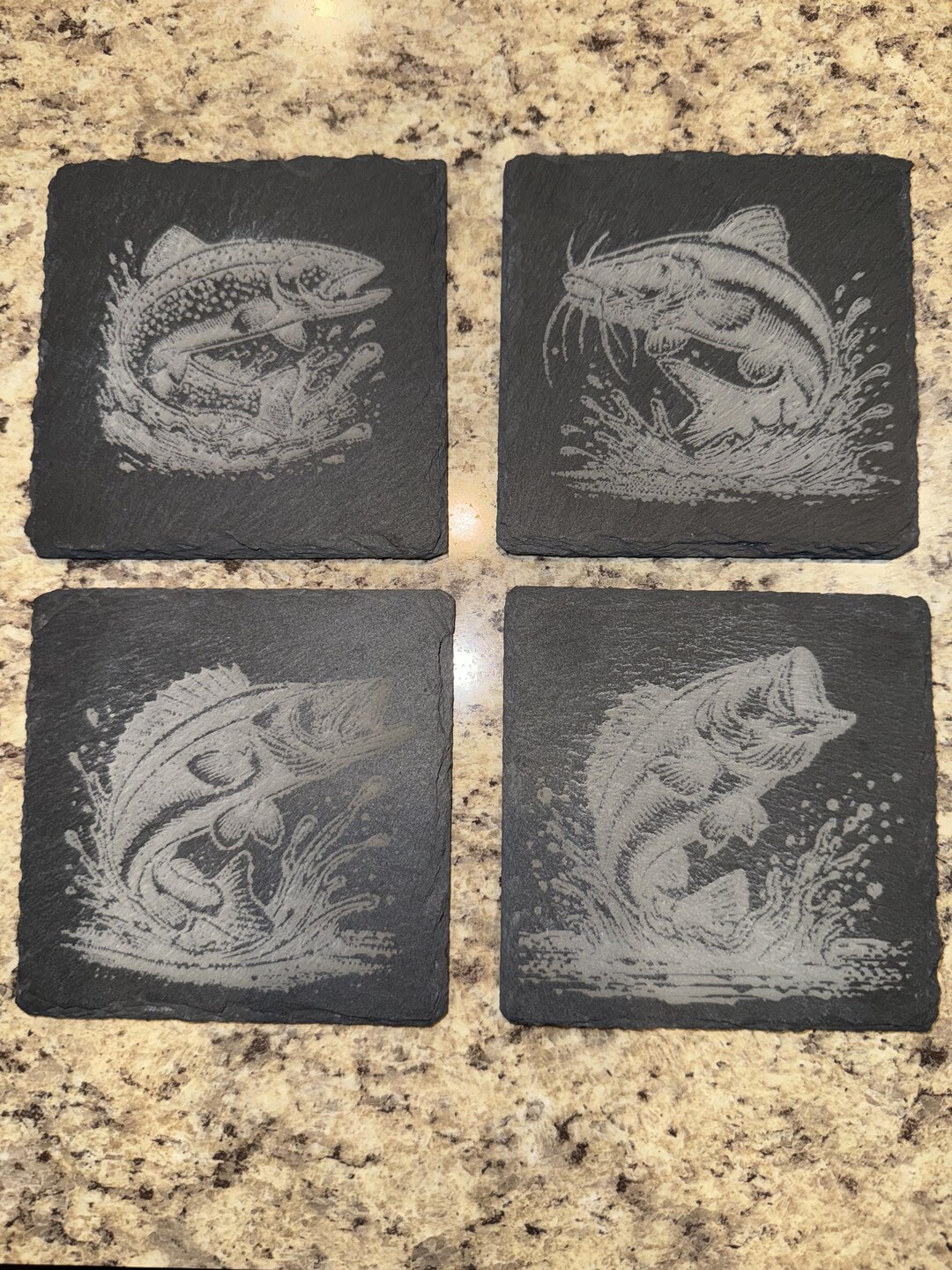 Fresh Water Fish Coaster Set - Etsy