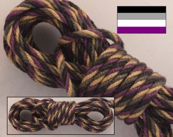 Ace/Asexual Pride Shibari Bondage Rope, 6mm Jute, EACH. Flag Colors. Kink/BDSM/suspension/self-bondage/adult. LGBTQIA+ set/kit/hank.