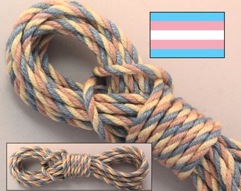 Trans/gender Pride Shibari Bondage Rope, 6mm Jute, EACH. Flag Colors. Kink/BDSM/suspension/self-bondage/adult. LGBTQIA+ set/kit/hank