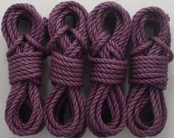 Purple Shibari Bondage Rope, 6mm Jute, EACH. Kink/BDSM/suspension/self-bondage/beginner/adult. Dyed set/kit/hank